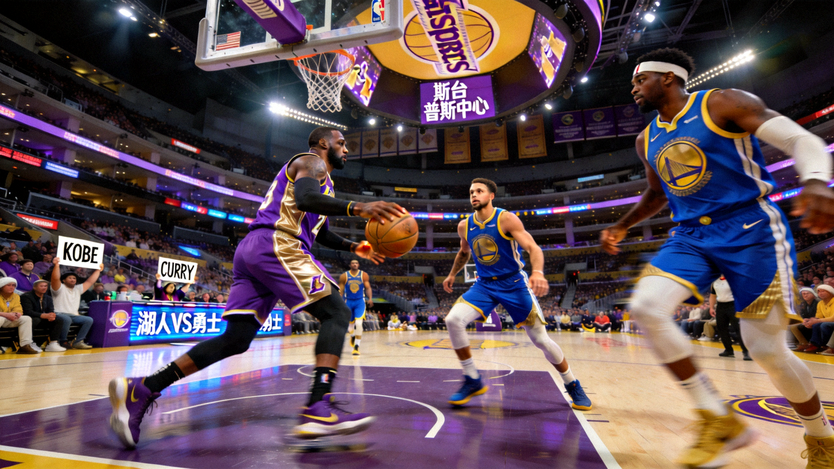 NBA常规赛洛杉矶湖人主场对阵金州勇士的高清直播画面